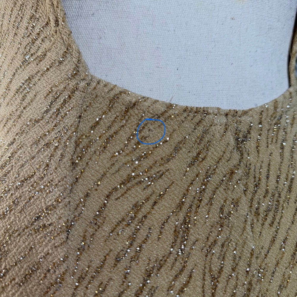 Y2K Vintage Jump Gown Cowl Neck Open Back Halter Gold Glitter Dress 11/12 - Picture 9 of 11